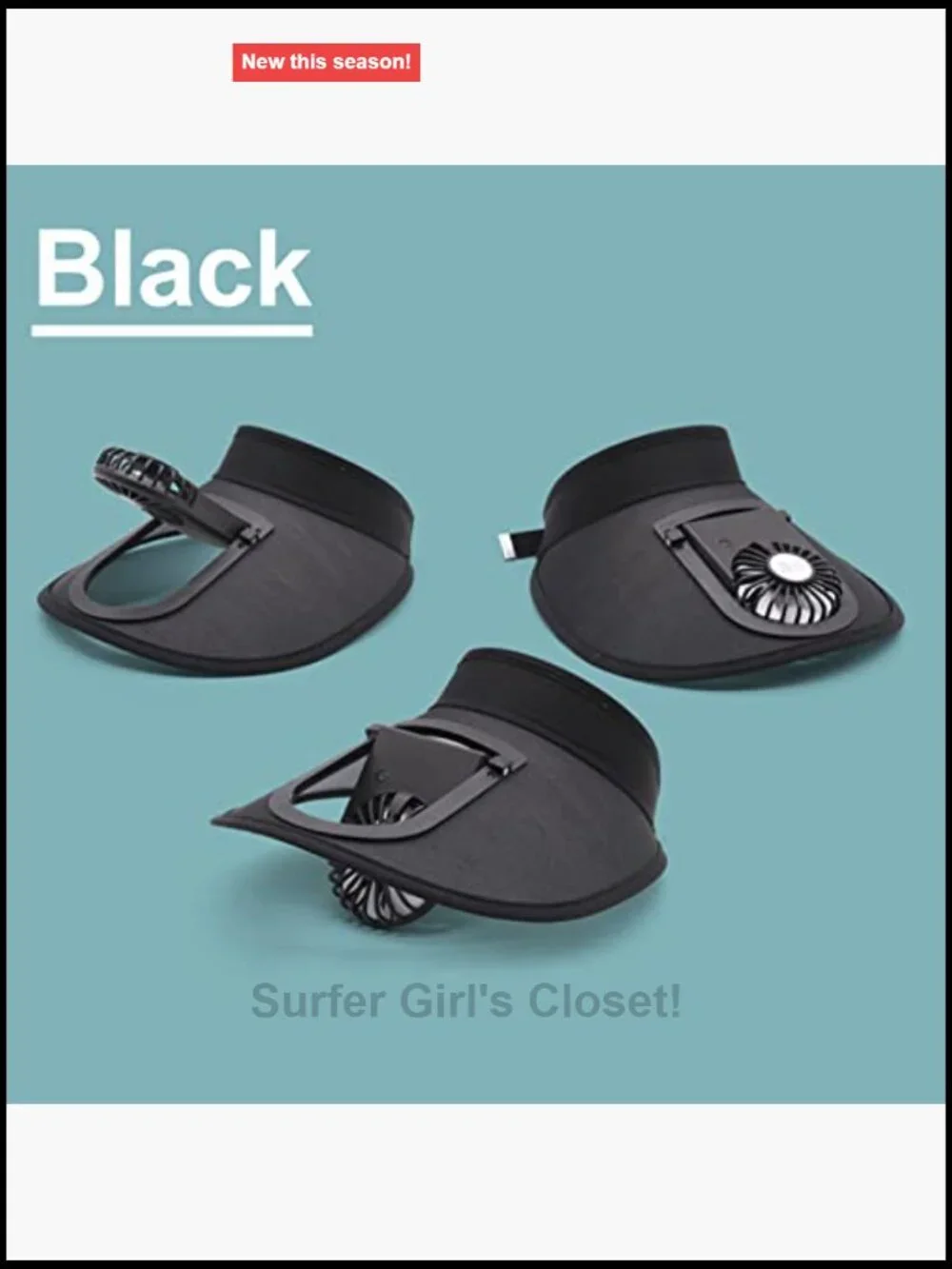 Sun Visor Hat with Rotatable Fan - UPF50+ Wide Brim - 3-Speed Adjustable Cool